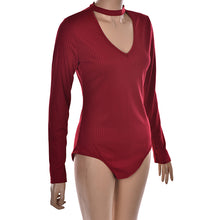 s 5 Colors Women Sexy High Neck V Long Sleeve Shoulder Ribbed Bodysuits Playsuits Rompers Jumpsuits  EF8