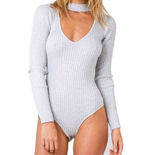 s 5 Colors Women Sexy High Neck V Long Sleeve Shoulder Ribbed Bodysuits Playsuits Rompers Jumpsuits  EF8