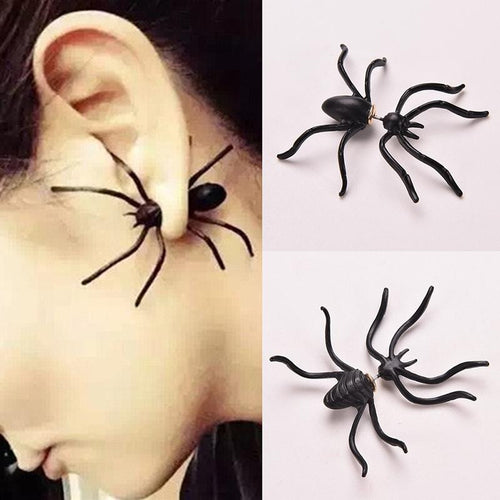 s Exaggeration Halloween Black Spider Charm Ear Stud Earrings For Women statement Jewelry Punk Style  EF8