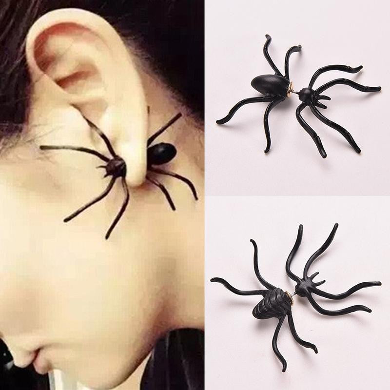 s Exaggeration Halloween Black Spider Charm Ear Stud Earrings For Women statement Jewelry Punk Style  EF8