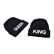 s Men Women Knitted Hiphop Hat Warm Cap Couple King Queen Beanie Hats Cap Black color Gifts  EF8