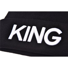 s Men Women Knitted Hiphop Hat Warm Cap Couple King Queen Beanie Hats Cap Black color Gifts  EF8