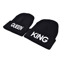 s Men Women Knitted Hiphop Hat Warm Cap Couple King Queen Beanie Hats Cap Black color Gifts  EF8