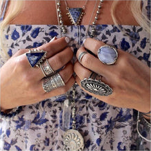 s Vintage Turkish Beach Punk Zircon Ring Ethnic Carved Totem Antique Silver Plated Boho Finger Ring Knuckle Charm Anelli EF8