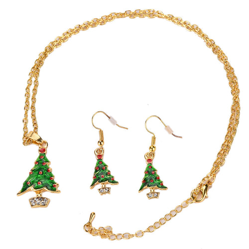 Rhinestone Artificial Tree Gold Plated Earrings Necklace For Women Jewelry Jewelry Sets EF8