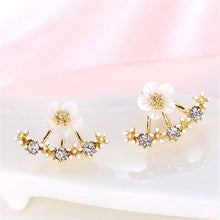 Korean Style Small Flower Daisy Piercing Stud Earrings For Women Rhinestone Elegant Silver Earings Jewelry EF8