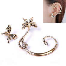 Crystal Rhinestone Butterfly Cuff Ear Clip On Earrings Wrap Women Jewelry Gift EF8
