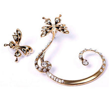 Crystal Rhinestone Butterfly Cuff Ear Clip On Earrings Wrap Women Jewelry Gift EF8