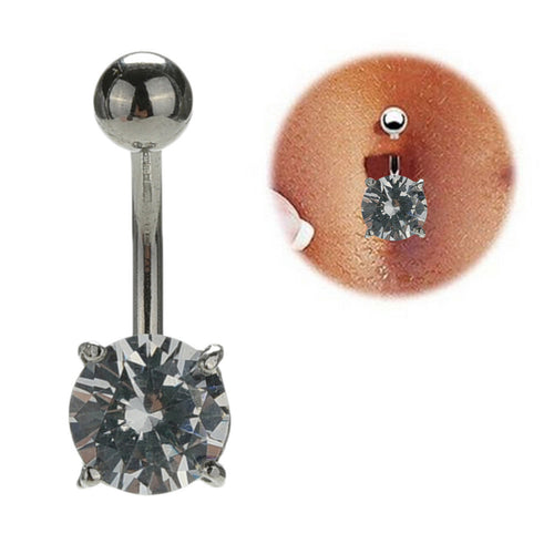 8MM Clear Surgical Body Piercing Jewelry Steel Navel Belly Button Bar Ring EF8