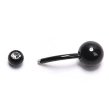 Black Titanium Rhinestone Barbell Navel Belly Button Bar Ring Body Piercing Curved Punk Earring Piercing EF8