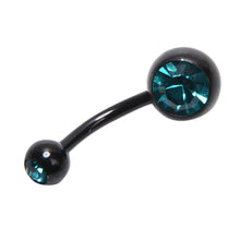 Black Titanium Rhinestone Barbell Navel Belly Button Bar Ring Body Piercing Curved Punk Earring Piercing EF8