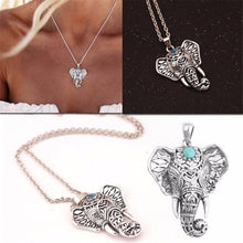 Boho Antique Necklaces Women Charm Vintage Pendants Ethnic Turquoise Elephant Choker Necklace Chain  EF8