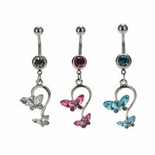 Butterfly Dangle Pendant Ball Button Barbell Bar Belly Navel Ring Body Piercing Jewelry EF8