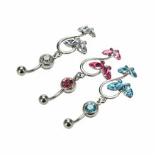 Butterfly Dangle Pendant Ball Button Barbell Bar Belly Navel Ring Body Piercing Jewelry EF8