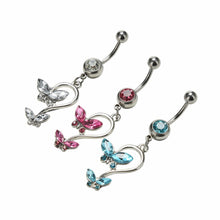 Butterfly Dangle Pendant Ball Button Barbell Bar Belly Navel Ring Body Piercing Jewelry EF8