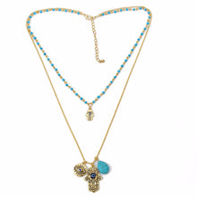 Charms Blue Evil Eye Hamsa H  Necklace Vintage Bead Turquoise Necklaces Pendants Women Fine Jewelry EF8