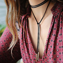 Gold Silver Circular Tube Long Black Punk Choker Collar Necklace Choker Necklace Velvet Choker Bohemia Rope Chain Jewelry EF8
