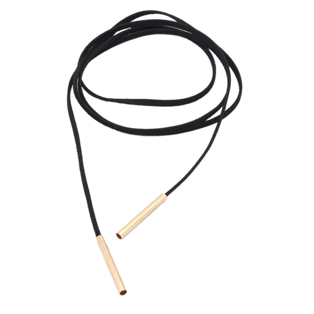 Gold Silver Circular Tube Long Black Punk Choker Collar Necklace Choker Necklace Velvet Choker Bohemia Rope Chain Jewelry EF8