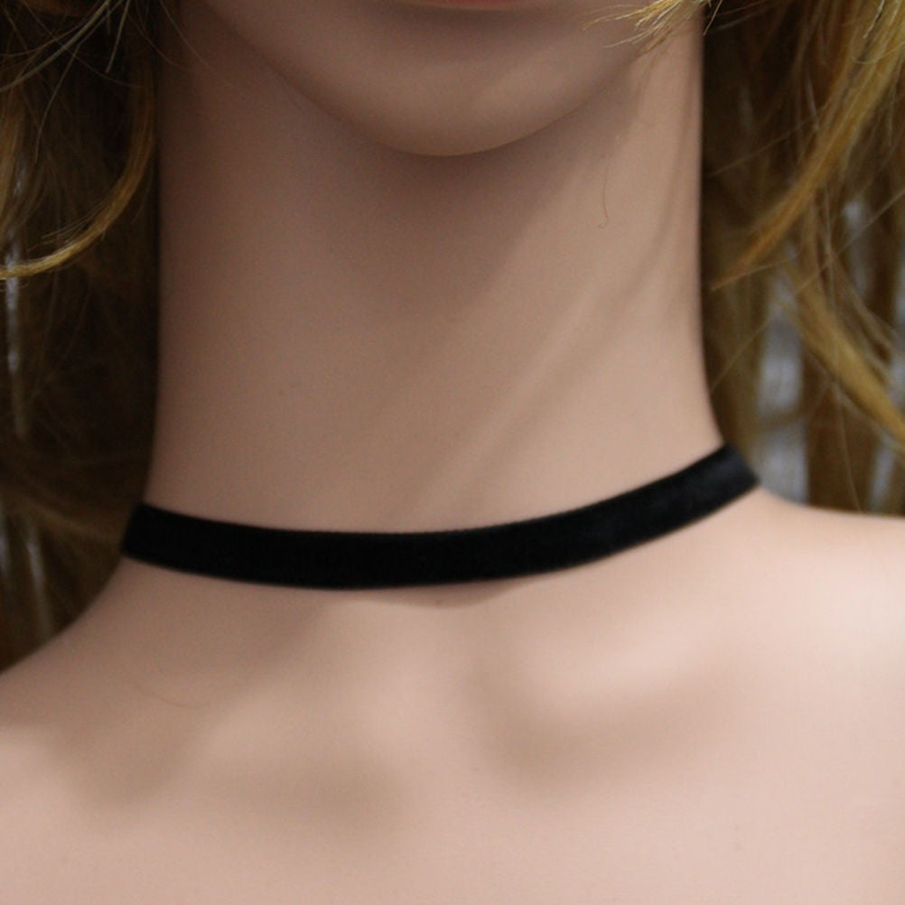Punk 90's For Women Black Velvet Choker Necklace Gothic H made Retro Burlesque Jewelry Statement Ribbon round torque EF8