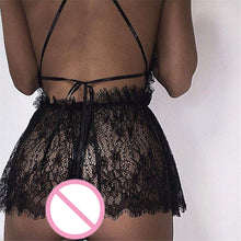 Sexy Women Ladies Hollow Out Baby Doll See-through Dress Sleepwear Black Lace Babydoll Underwear Lingerie S-XL EF8