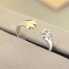 Women Lady Silver Plated Cat Paw Claw Rings Design Open Party Ring Adjustable For Young Girls Jewelry  EF8
