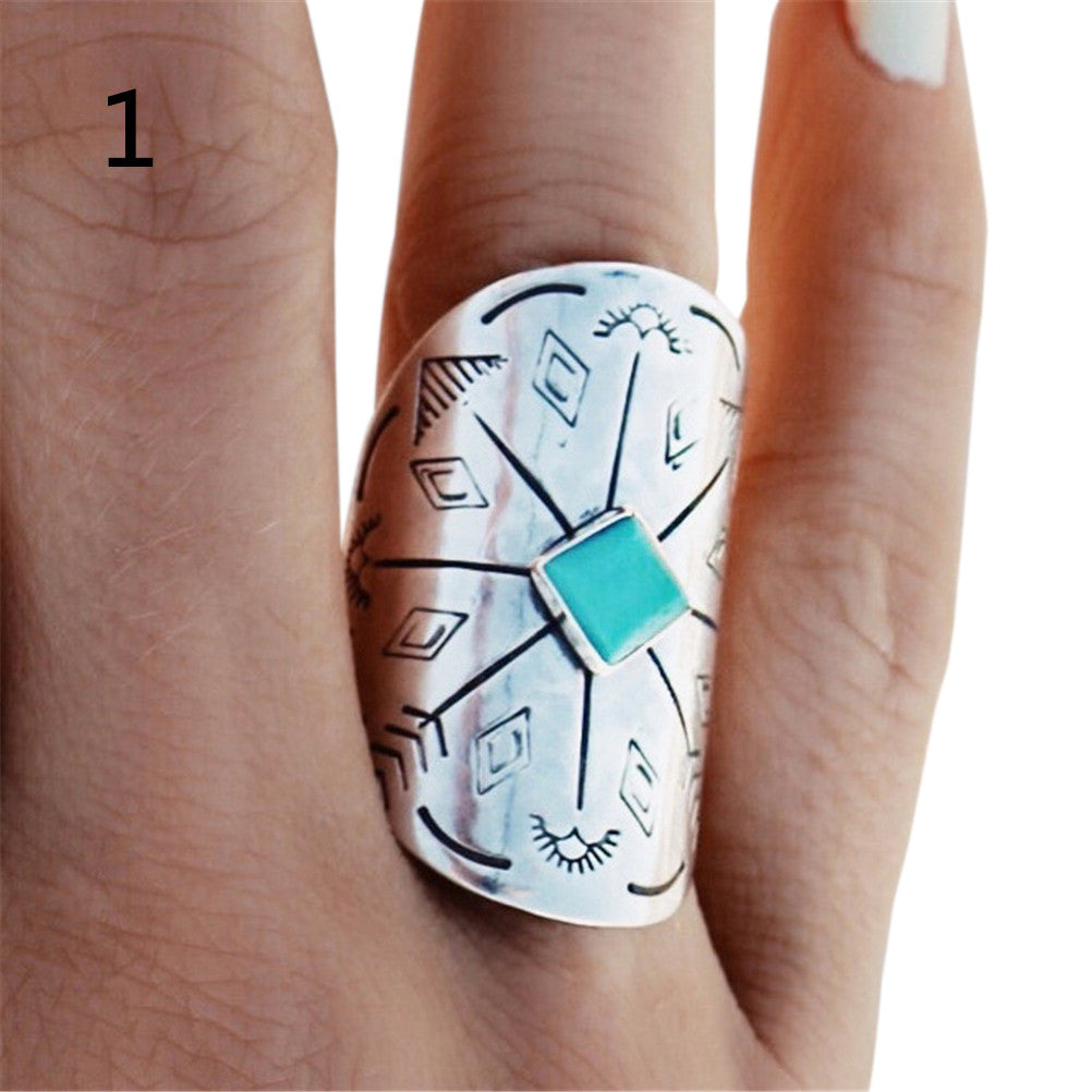 ring OR  9pcs rings Silver Punk Vintage Ring Womens Retro Geometry Finger Rings Boho Style EF8