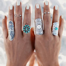 ring OR  9pcs rings Silver Punk Vintage Ring Womens Retro Geometry Finger Rings Boho Style EF8