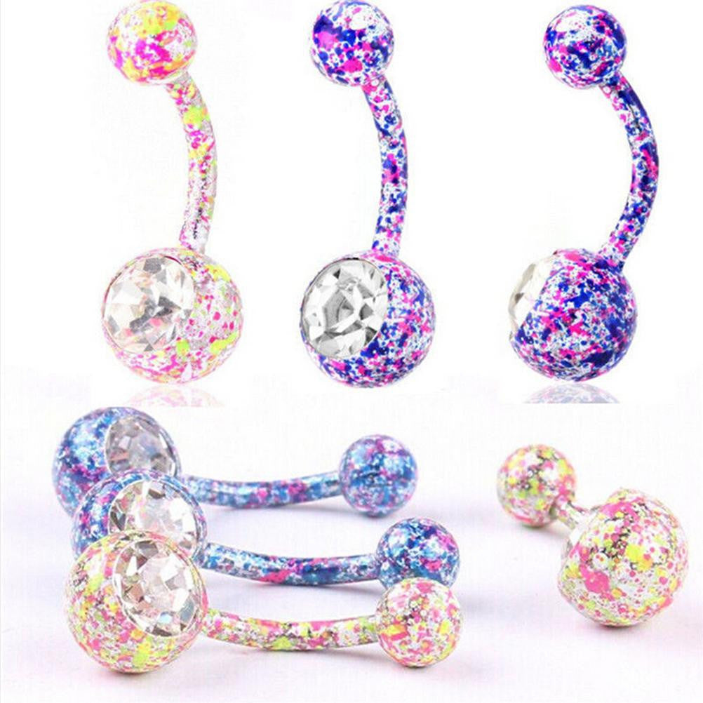 s Body Piercing Jewelry Crystal Rhinestone Dangle Button Belly Navel Ring EF8