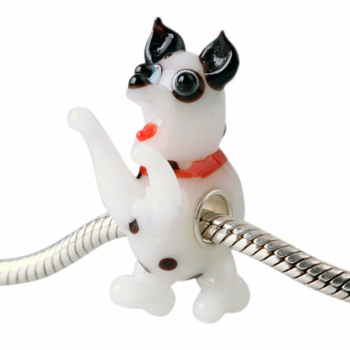 s H made Murano Glass Bead Cute Dog Charm Sterling Silver Core For Bracelet Bangles Necklace EF8