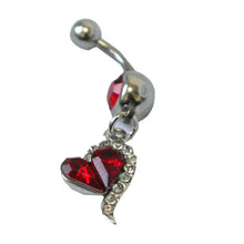 s Rose Red Rhinestone Crystal Heart Barbells Navel Belly Bar Button Ring Body Piercing EF8