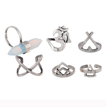 6pcs rings Silver Boho Women Stack Plain Above Knuckle Ring Midi Finger Tip Rings Set EF8