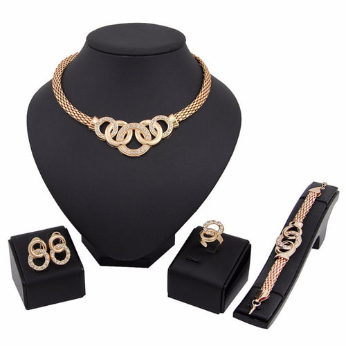 Jewelry Sets Nigerian African Beads Collar Statement Necklace Earrings Bracelet Ring Women Wedding Party Accessories EF8