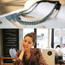 2 Layers Pearl Women Hair B  Womens Girls Elastic Pearl Hair Hoop Double Lovely Pearl Hair B  Headb  EF8