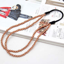 2 Layers Pearl Women Hair B  Womens Girls Elastic Pearl Hair Hoop Double Lovely Pearl Hair B  Headb  EF8