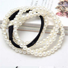2 Layers Pearl Women Hair B  Womens Girls Elastic Pearl Hair Hoop Double Lovely Pearl Hair B  Headb  EF8