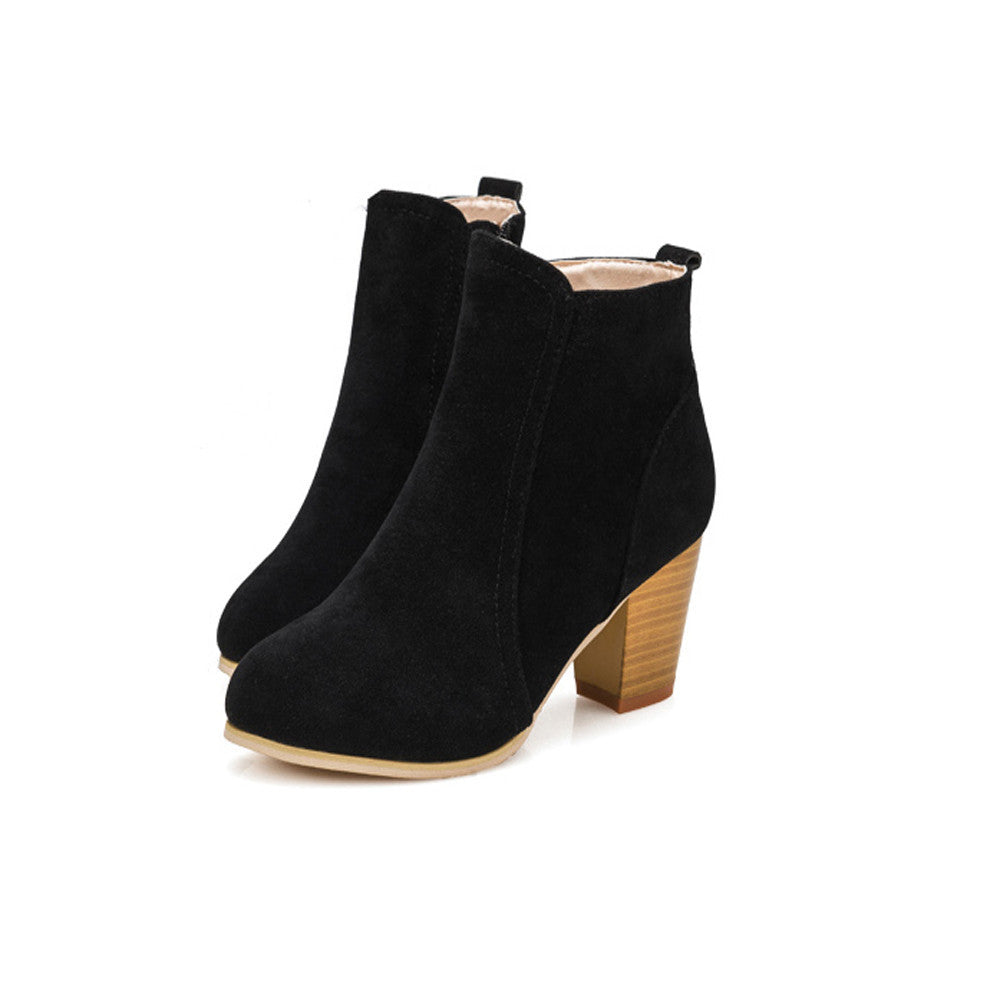 Boots With High Heels Boots tallWomen leather suede Warm Shoes Martin Boots Women Ankle EF8
