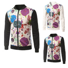 Men's Jackets Flower Fashion CoatsCasual Slim Stand Collar Jacket Men Outerdoor Overcoat M-XL EF8