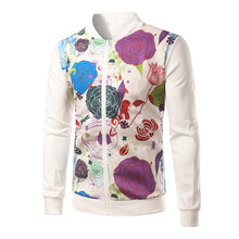 Men's Jackets Flower Fashion CoatsCasual Slim Stand Collar Jacket Men Outerdoor Overcoat M-XL EF8