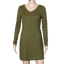 Fashion European Women Dress Long Sleeve V-Neck Jumper Slim Knit Dress Plus Size EF8
