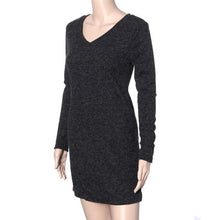 Fashion European Women Dress Long Sleeve V-Neck Jumper Slim Knit Dress Plus Size EF8
