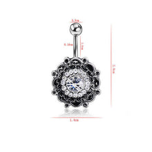 Black Crystal Flower Belly Button Navel Ring Bar Body Piercing Belly Button Rings Dangle EF8