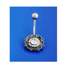 Black Crystal Flower Belly Button Navel Ring Bar Body Piercing Belly Button Rings Dangle EF8