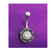 Black Crystal Flower Belly Button Navel Ring Bar Body Piercing Belly Button Rings Dangle EF8