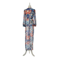 Bohemian Style Chiffon Beach Party High Split Dresses Maxi Long Sexy Women Deep V-Neck Floral Dress EF8