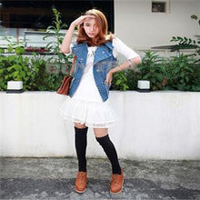 Design Cotton Made Casual Stockings Hosiery Women Above Knee Skinny Long Stockings Women Black White Grey EF8