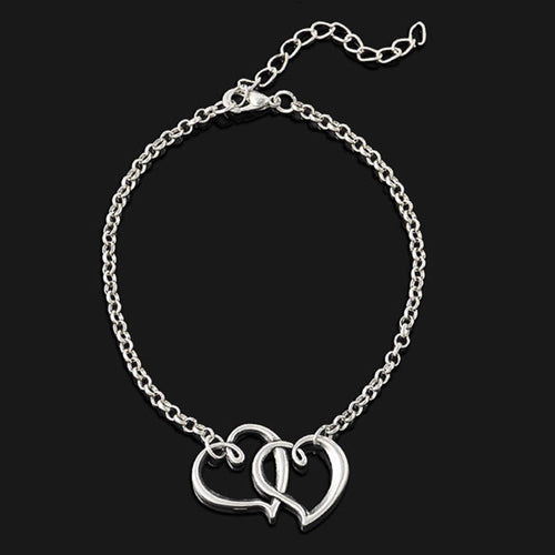 Elegant Double Heart Chain Ankle Bracelet Barefoot S als Anklets For Women s alia feminina EF8