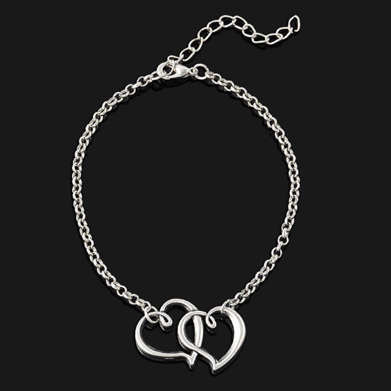 Elegant Double Heart Chain Ankle Bracelet Barefoot S als Anklets For Women s alia feminina EF8