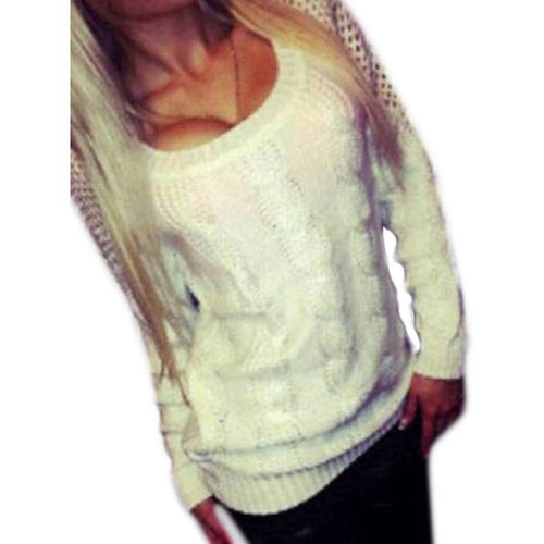 Fashion Women Long Sleeve Loose Knitted Backless Knitwear Fast Shipping EF8