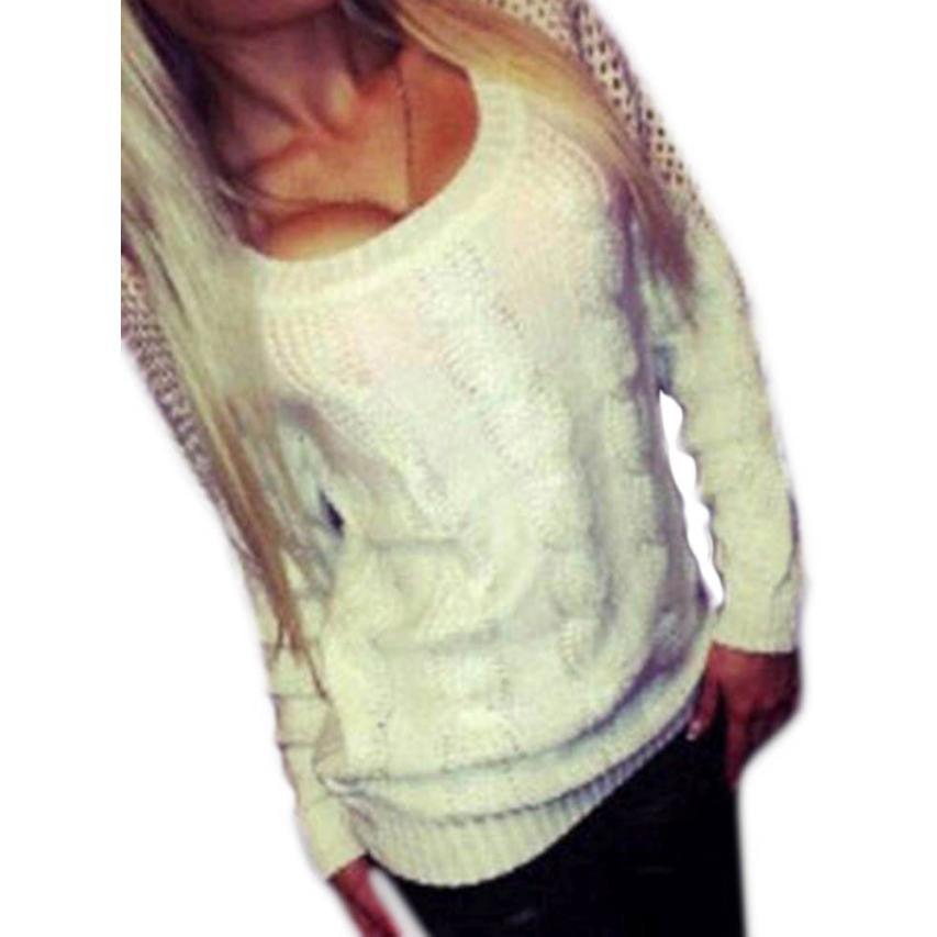 Fashion Women Long Sleeve Loose Knitted Backless Knitwear Fast Shipping EF8