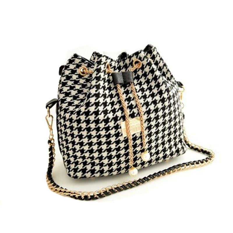 Fashion Women Leather Messenger Bag Houndstooth Luxury Designer Handbags Shoulder Bag bolsos Sac a main Feminina EF8